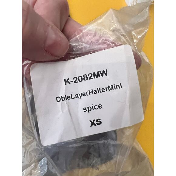 Krisa Double Layer Sleeveless Halter A-Line Mini Dress Spice Women's Size XS NWT - Picture 7 of 7